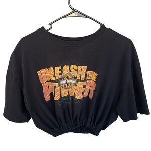 Harley Davidson Crop Top Womens Extra‎ Large XL Biker Logo Elastic Waist